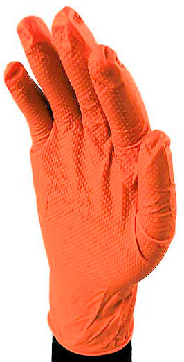 Orange Diamond Textured Nitrile Gloves-Double Extra Large