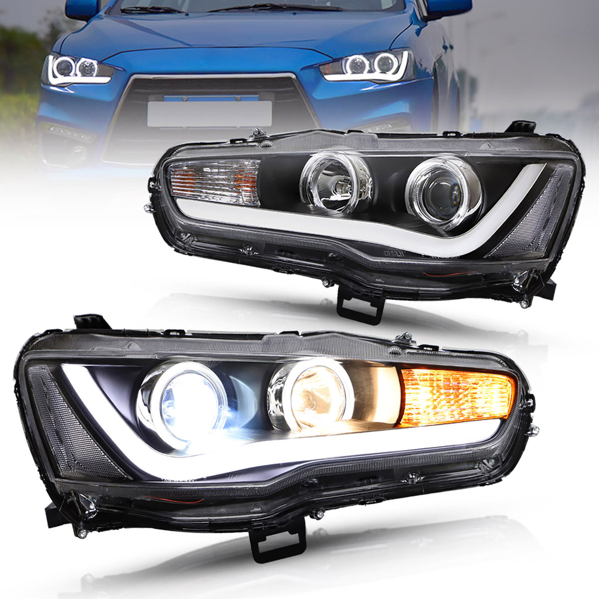 Projector Headlights — 2008–15 Mitsubishi Lancer Evolution X