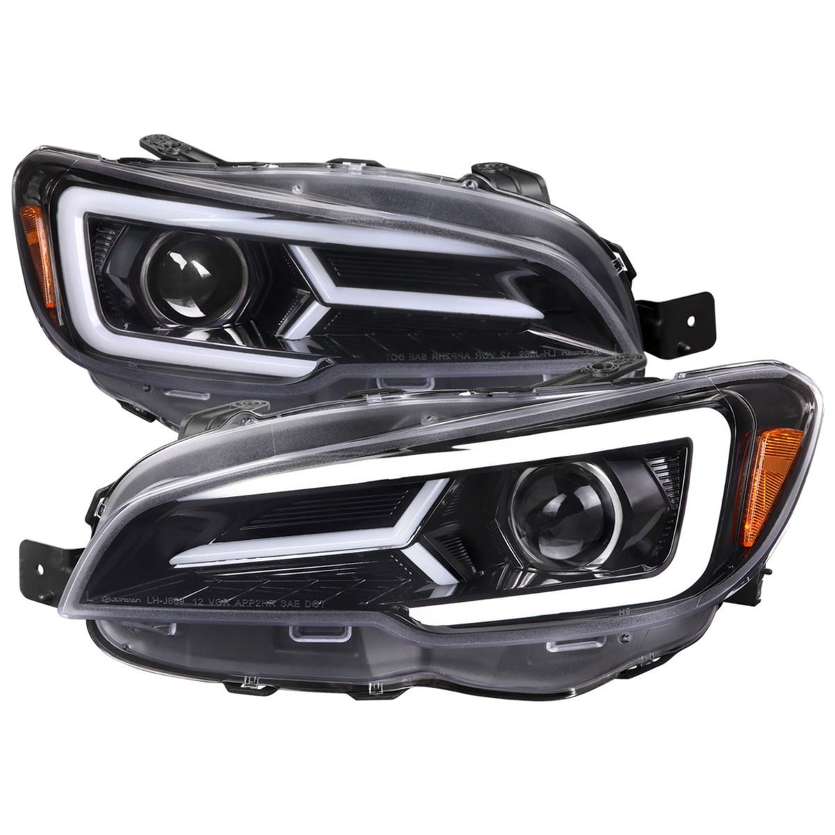 Projector Headlights, Black / LED DRL — 2015–21 Subaru WRX / STI